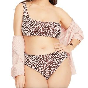 J. Crew One Shoulder High Rise Bikini in Leopard Print NWT